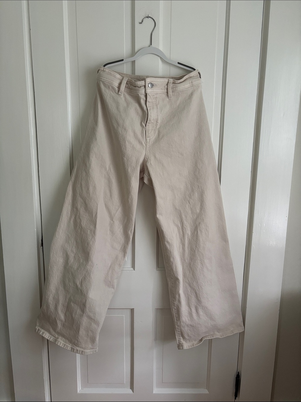 Wide Leg Cream Ankle Pants